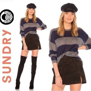 SUNDRY Heart Loose Knit Mohair Wool Crew Neck Sweater 1 Oversized Boxy Slouchy S